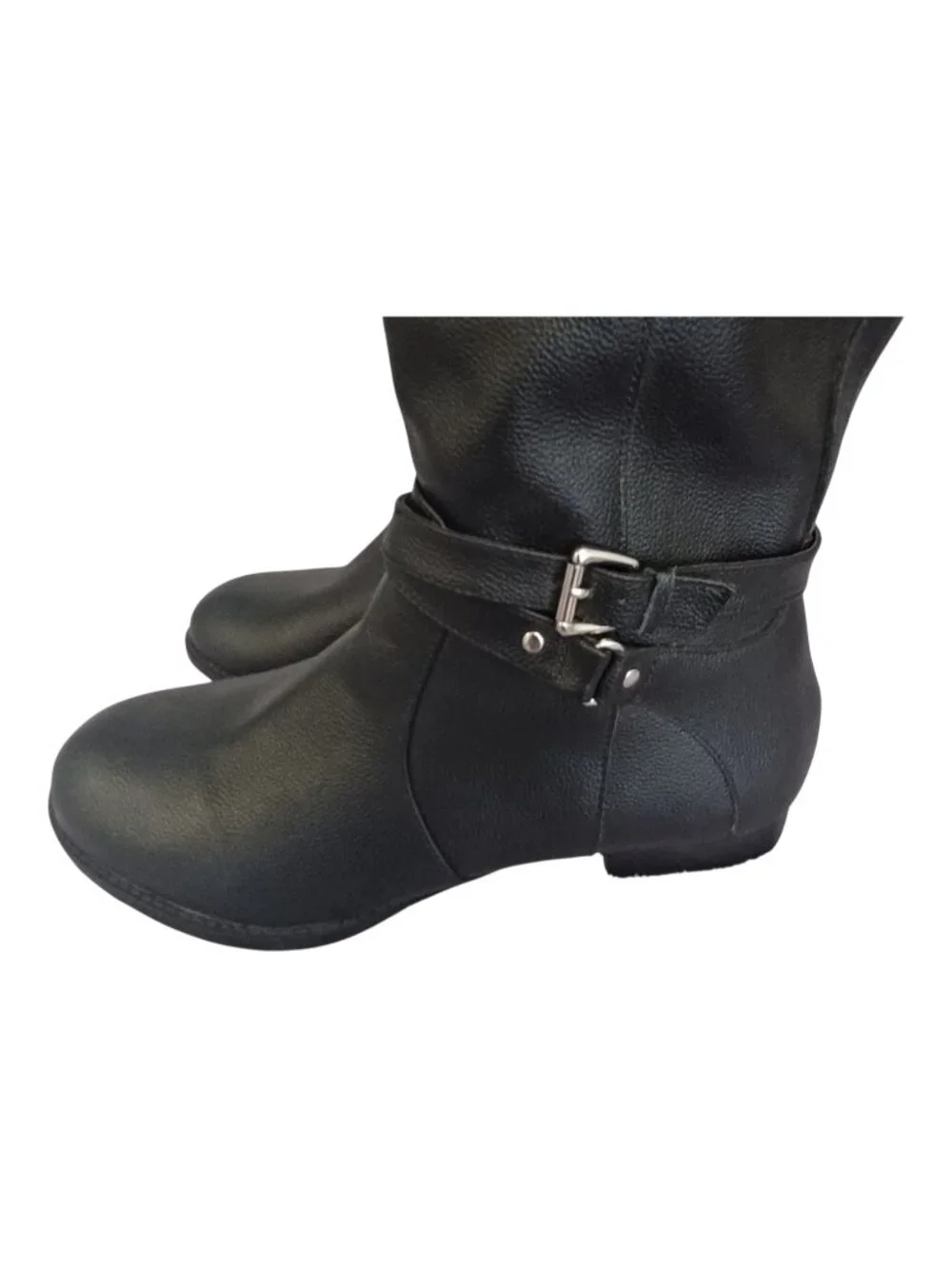 Comfortview The Janis Black Tall Leather Wide Calf Boots Size 9 1/2 W - Picture 7 of 10